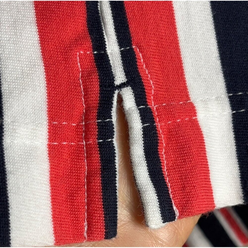 Cutter & Buck Golf Shirt Polo Cotton Summer Classic Tomato Red Striped Mens XLT - Picture 8 of 10